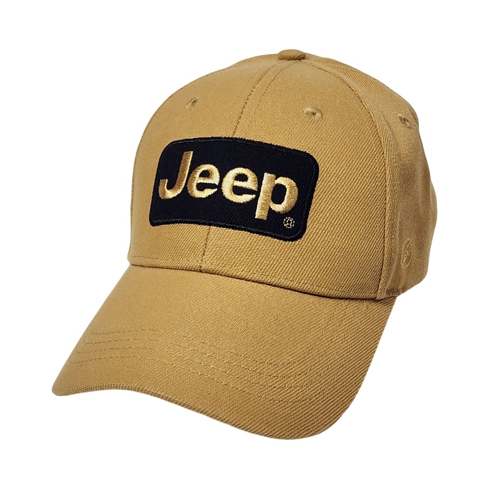 Open Road Brands Jeep Hat Tan Gold Embroidered Logo Patch Baseball Cap